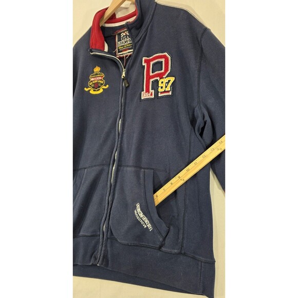 Vintage 90s Rugby USA Starter Jacket Varsity Letterman Patches Zip Navy Blue 2XL - Picture 10 of 16
